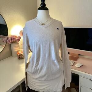 Abercrombie & Fitch Cream V-Neck Sweater (M)